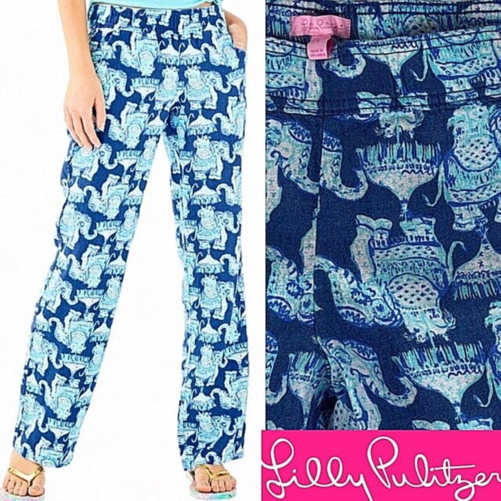 Lilly Pulitzer Florita Linen Pants in Deep Indigo